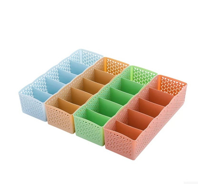 5 Grids Storage Basket Wardrobe Organizer Women Men Storage Box for Socks Underwear Plastic Container Makeup Organizer