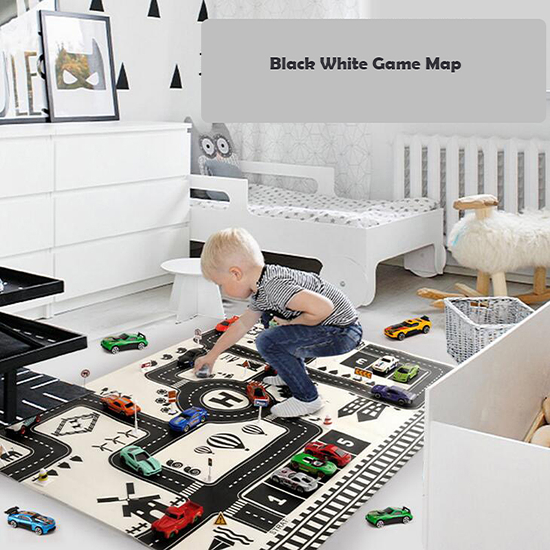Nordic City Parking Lot Game Carpet 130*100cm Road Map Car Toys Baby Play Mats Educational Toy Portable Game Pad Gifts for Kids