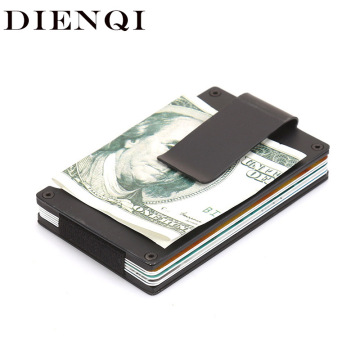 DIENQI Slim Aluminum Metal Anti RFID Blocking Credit Card Holder Minimalist Wallet Men Business Bank id Cardholder Pocket Bag