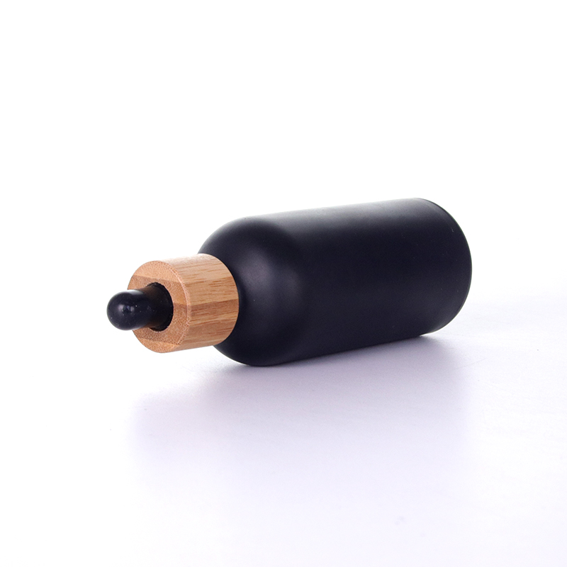 100mlblack Frosted Essential Oil Bottle With Bamboo Dropper1 Jpg