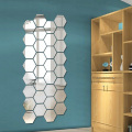 12Pcs 3D Hexagon Acrylic Mirror Wall Stickers DIY Art Wall Decor Stickers Living Room Mirrored Sticker Gold Home Decoration