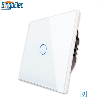Bingoelec EU Stadard 1/2G 1W Dimmer/Fan Touch Switch White Tempered Glass Panel Wall Switch No Neutral Wire AC 240V 700W