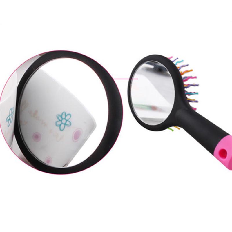 Baby Hair Brush Rainbow Head Massager children Comb Girls Hair Brush Bath Anti-static Brush princess Comb With Mirror