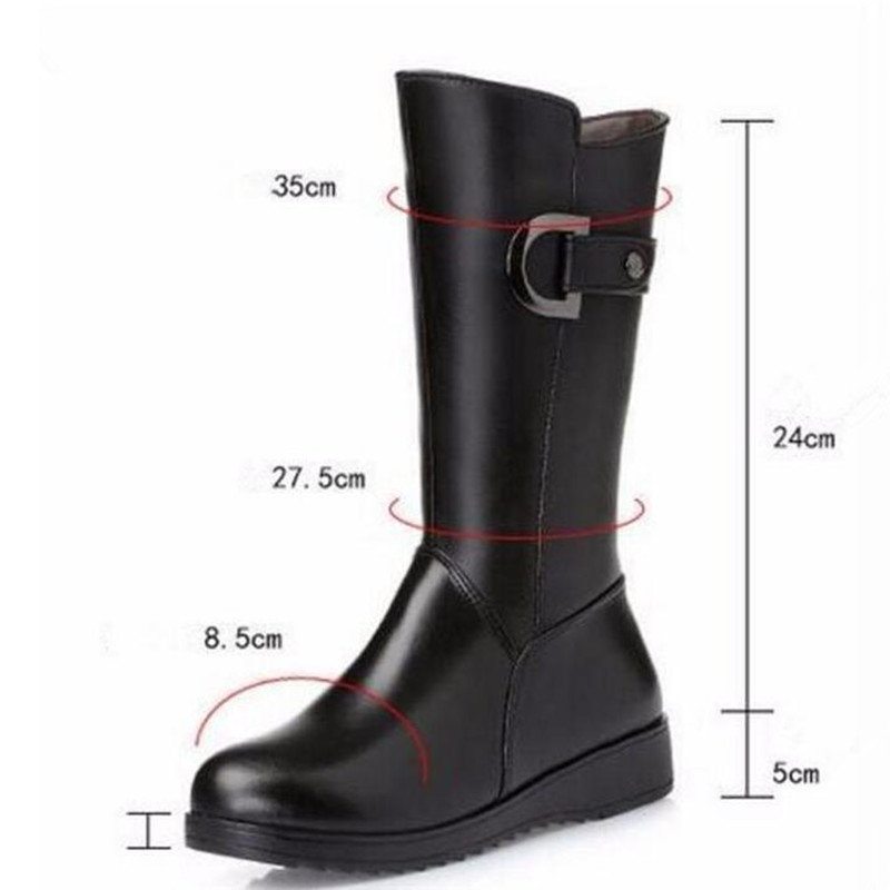 ZXRYXGS Brand Boots Plush Wool Genuine Leather Shoes Woman Warm Snow Boots 2020 Plus Size Winter Shoes Knight Boots Women Boots