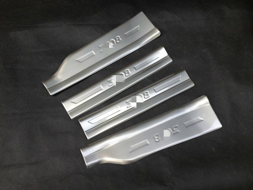 Car styling stainless steel door scuff plate lower inside 4pcs for Peugeot 3008 2015 2016 2017 2018