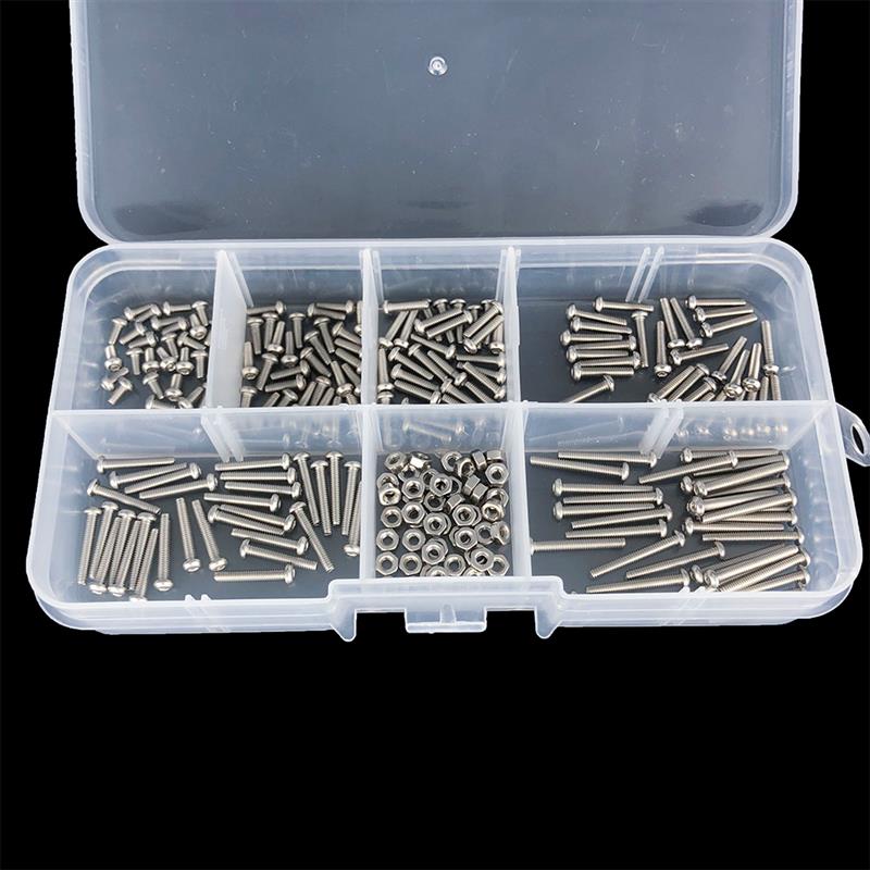 230pcs 304 Stainless Steel Hex Socket Button Head cap screw set Screws M2 Nuts Bolts Assortment Kit small screws Kit Storage Box