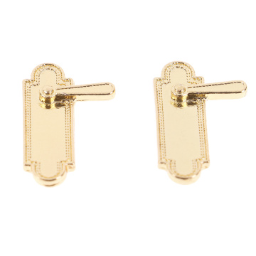 2Pcs 1/12 Scale Alloy Vintage Dollhouse Miniature Door Mini Pull Handles Locks Keys Dolls House Furniture Accessories Kids Toys