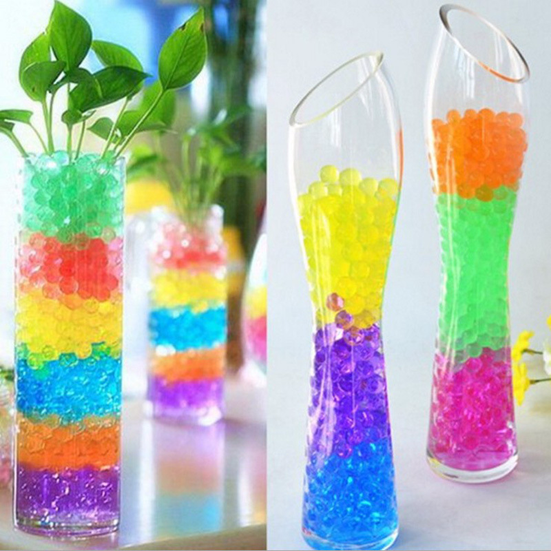 3000pcs multi colors Water Plant Flower Jelly Crystal Soil Mud Water Pearls Soil Gel Beads Balls Bead Decoration (Random Color)