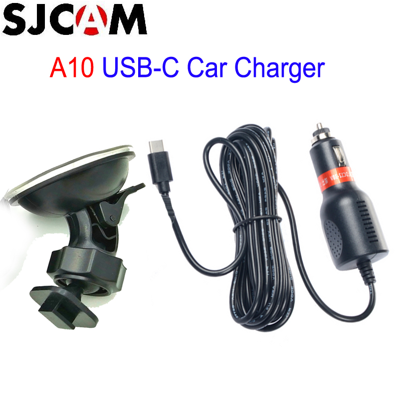SJCAM A10 Type-C Car Charger + Car Suction cup Bracket Car Holder For SJCAM A10 Action Sports Cameras
