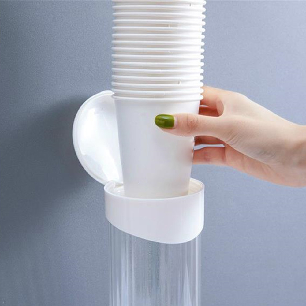 Disposable Paper Cup Dispenser Plastic Cups Holder Automatic Holder Dustproof Free Punching Paper Cup Rack