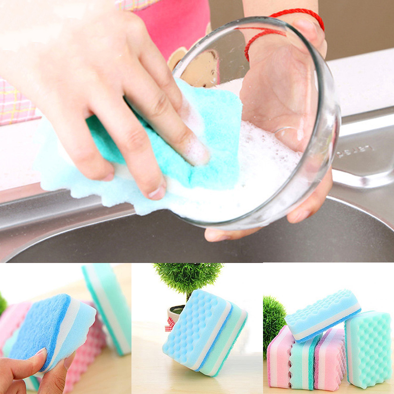 1pc/5pcs Cleaning Brushes Soft Dish Bowl Pot Pan Cleaning Sponges Scouring Pads Cooking Cleaning Tool Kitchen Accessories