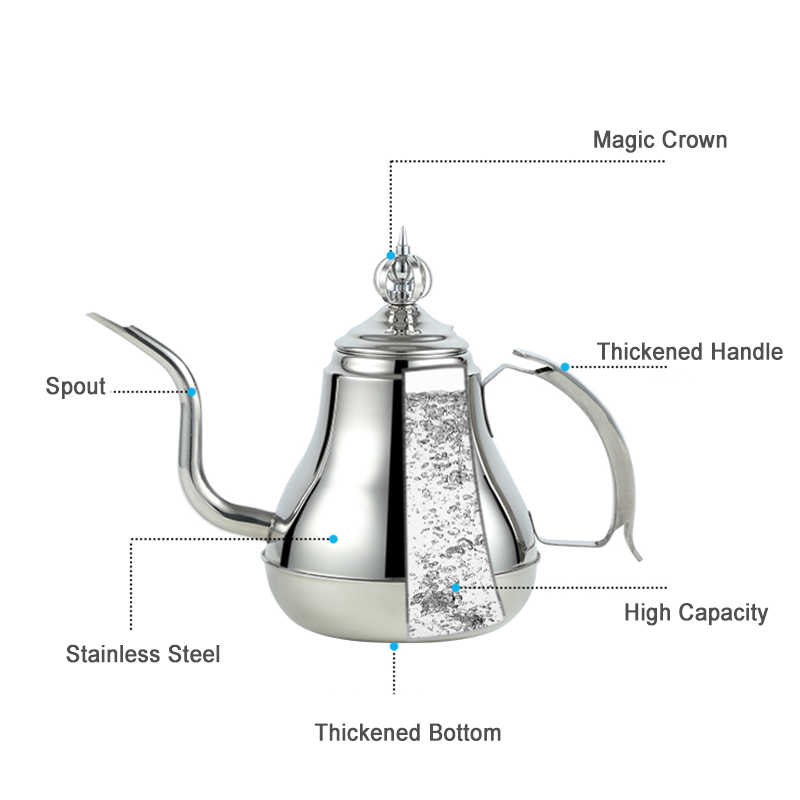 GURET 1.2L/1.8L Turkish Coffee Pot Magic Crown Coffee Kettle Durable Stainless Steel Moka Coffee Kettle Teapot With Strainer