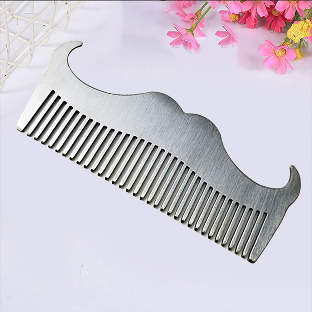 Stainless Steel Beard Comb Anti-Static Mustache Creative Hairdressing Brush Barber Shop Styling Tool 10*4*0.2cm