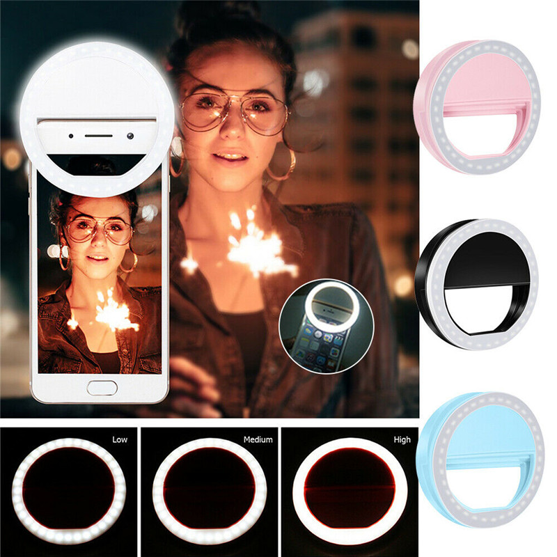 LED Ring Lamp Beauty Fill Camera Lenses Selfie Luminous For Iphone 11 Pro Max 8 Plus Samsung Note10 S10 aro de luz para celular