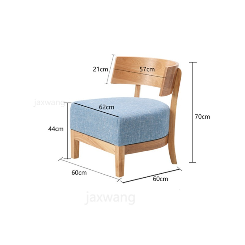 Fashion Single Chair Fabric Sofa Simple Solid Wood Dining Chair Small Apartment Living Room Chair Japanese Chairs Hotel Chairs
