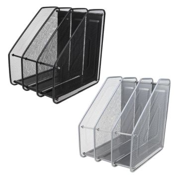 3 Column Metal Mesh Document Rack File Holder Letter Magazine Newspaper Tray for Home Office Desk Organizer Supplies G92E