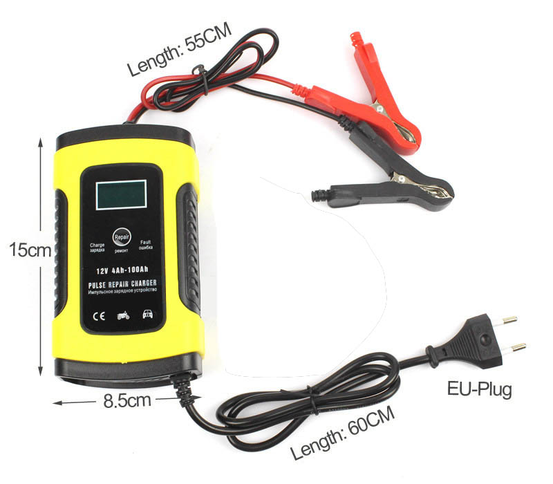 e. 12V 5A pulse accelerator, LCD display, motorcycle battery charger and 12V AGM gel wet automobile battery charger lead acid