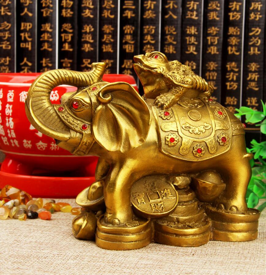 Copper Statue Pure copper elephant, Golden Toad elephant, Fengshui ornament, decoration, home crafts, ornaments, direct sales of