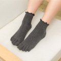 Socks Women Cotton Five Finger Ruffle Solid Color Toe Socks With 5 Toe Short Deodorant Toe Socks With Fingers Soks Woman Sock