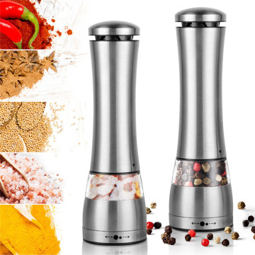 1/2Pc Electric Automatic Mill Pepper and Salt Grinder LED Light Peper Spice Grain Mills Porcelain Grinding Core Mill for Kitchen