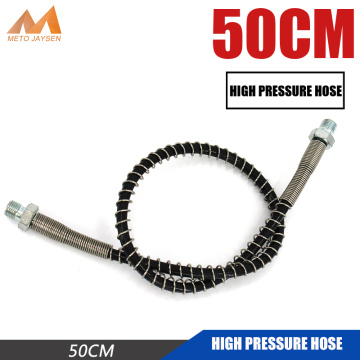 PCP Pneumatics Air Pump 50cm Long High Pressure Nylon Hose with Spring Wrapped M10*1 Male x M10*1 Male thread NH050