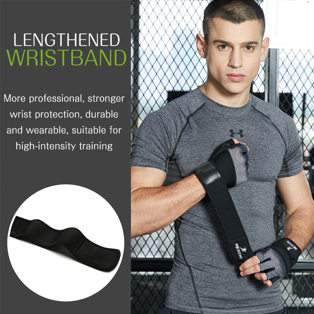 Professional Gym Fitness Gloves Wristband Crossfit Workout Power Weight Lifting Bodybuilding Half Finger Glove Equipment