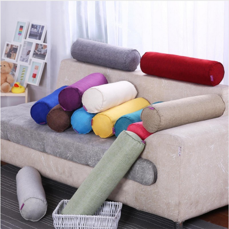 Adults boyfriend pillow long column large Cotton linen neck headrest chair car seat bed backrest pillow sleeping round cushion