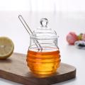 Glass Honey Jar High Borosilicate Glass Kitchen Jar Honey Pot With Dipper And Lid Storage Jar Container For Honey Syrup 300ML