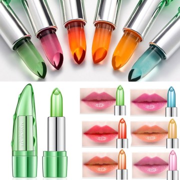 New Crystal Clear Non-Transferring Aloe Vera Lipstick Lip Balm Natural Waterproof Jelly Temperature Color Change Lipstick Makeup