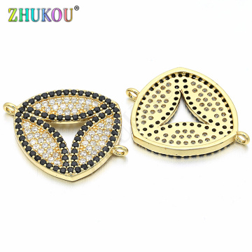 17*22mm Brass Cubic Zirconia Charms Connectors for Diy Jewelry Findings Making, Hole: 1mm, Model: VS47