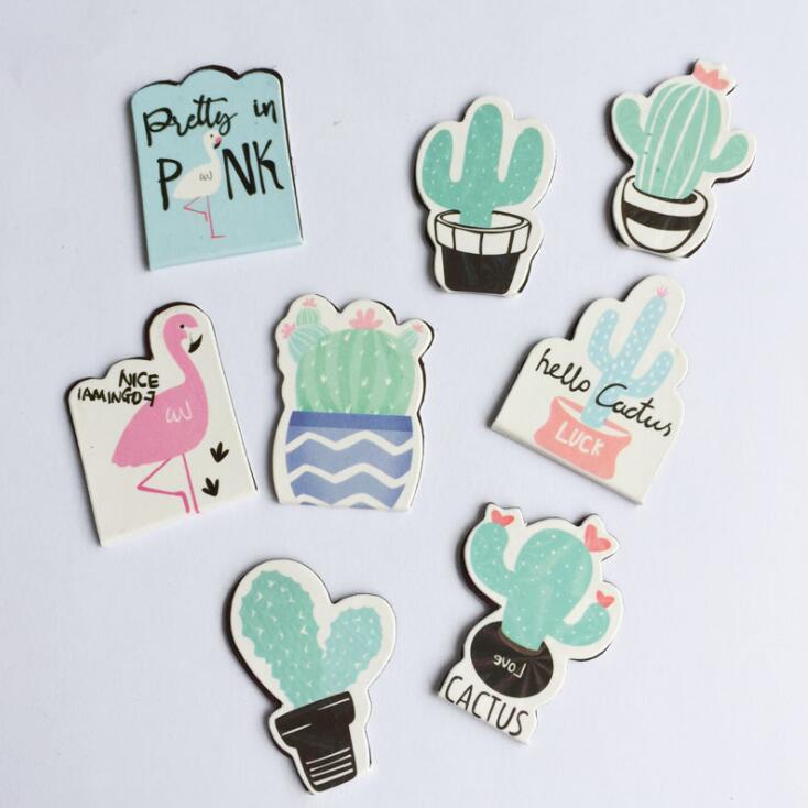 4 pcs/pack Cactus Plants Flamingo Magnet Bookmark Paper Clip School Office Supply Escolar Papelaria Gift Stationery