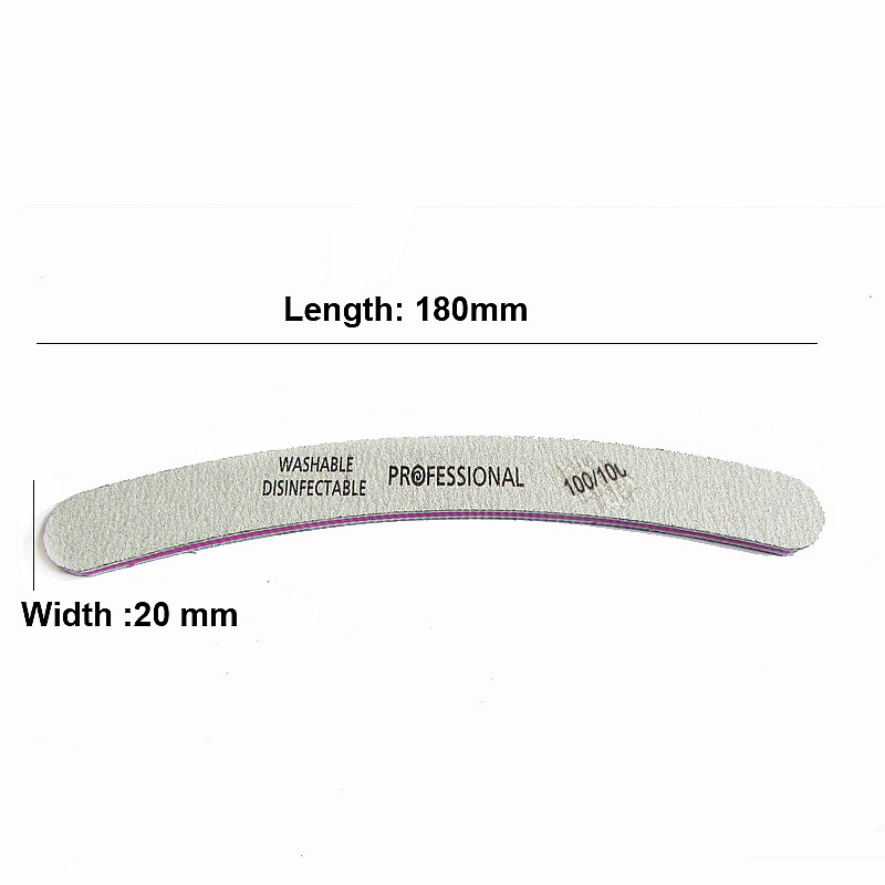 10Pcs Professional Nail Files Sanding Curved Multifunctional Nail Buffer For Nail Art Tips Manicure 100/100 Grit Beauty Nail Art