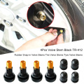 4PCs/set Black universal Valve Stems With Dust Caps with Caps Tyre Rubber Valves Car Chrome Tubeless Car Wheel Snap-in Tire