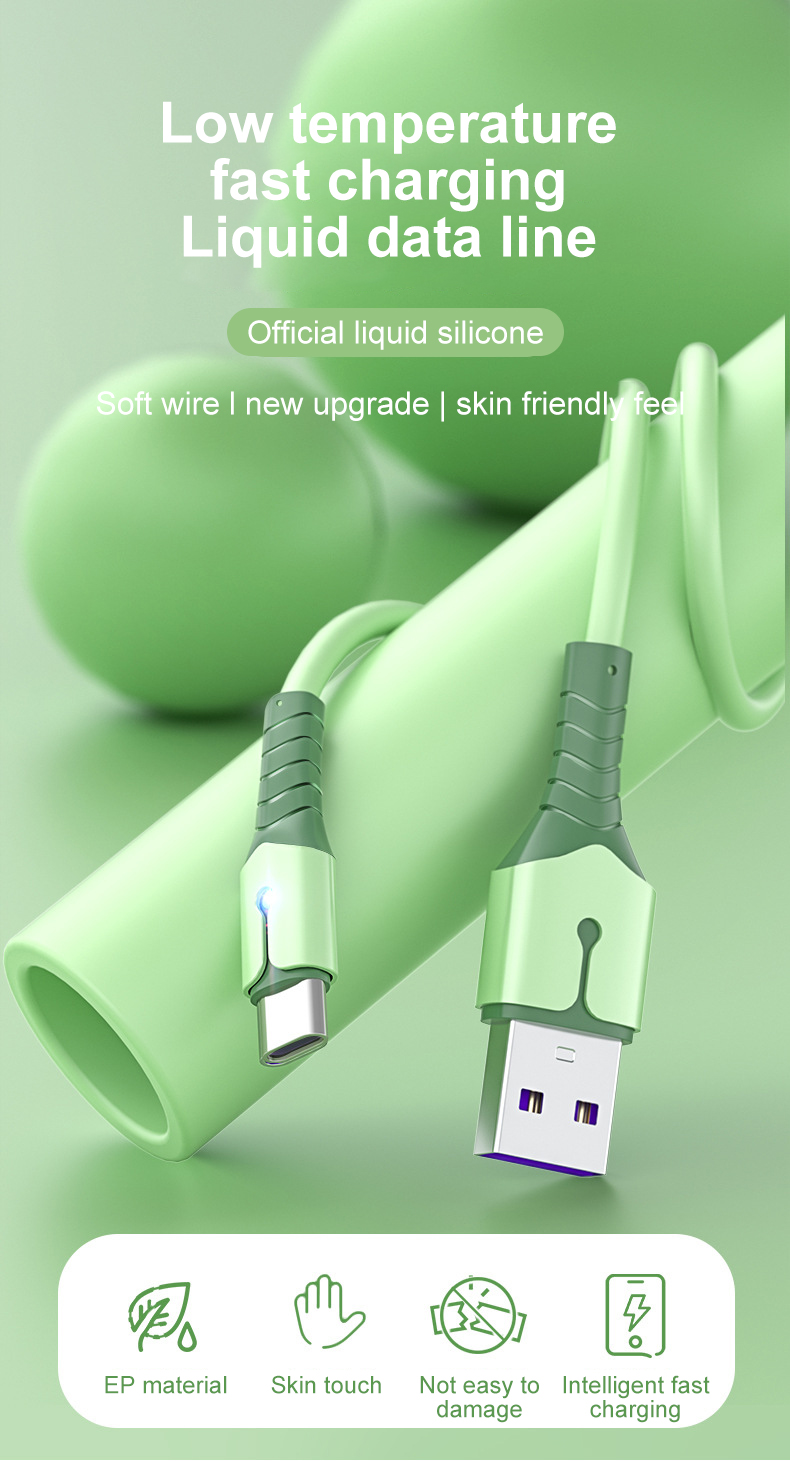 Liquid Silicone 5A Super Fast Charge Cable Micro USB Type C Cable for Samsung Xiaomi Huawei One Plus Charging Wire Data Cable