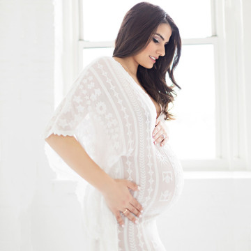 Boho Maternity Lace Long Dress For Photo Shoot Free Size Pregnancy Photography Dress