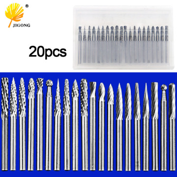 20pcs Tungsten Carbide 3mm Drill Bits Rotary Burrs Metal Diamond Grinding Woodworking Milling Cutters For Drill bits