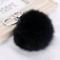 Cute Fluffy Real Rabbit Fur Ball Pompom Key Chain For Women Bunny Fur Pom Pom Keychain On Bag Car Trinket Female Wedding Gift
