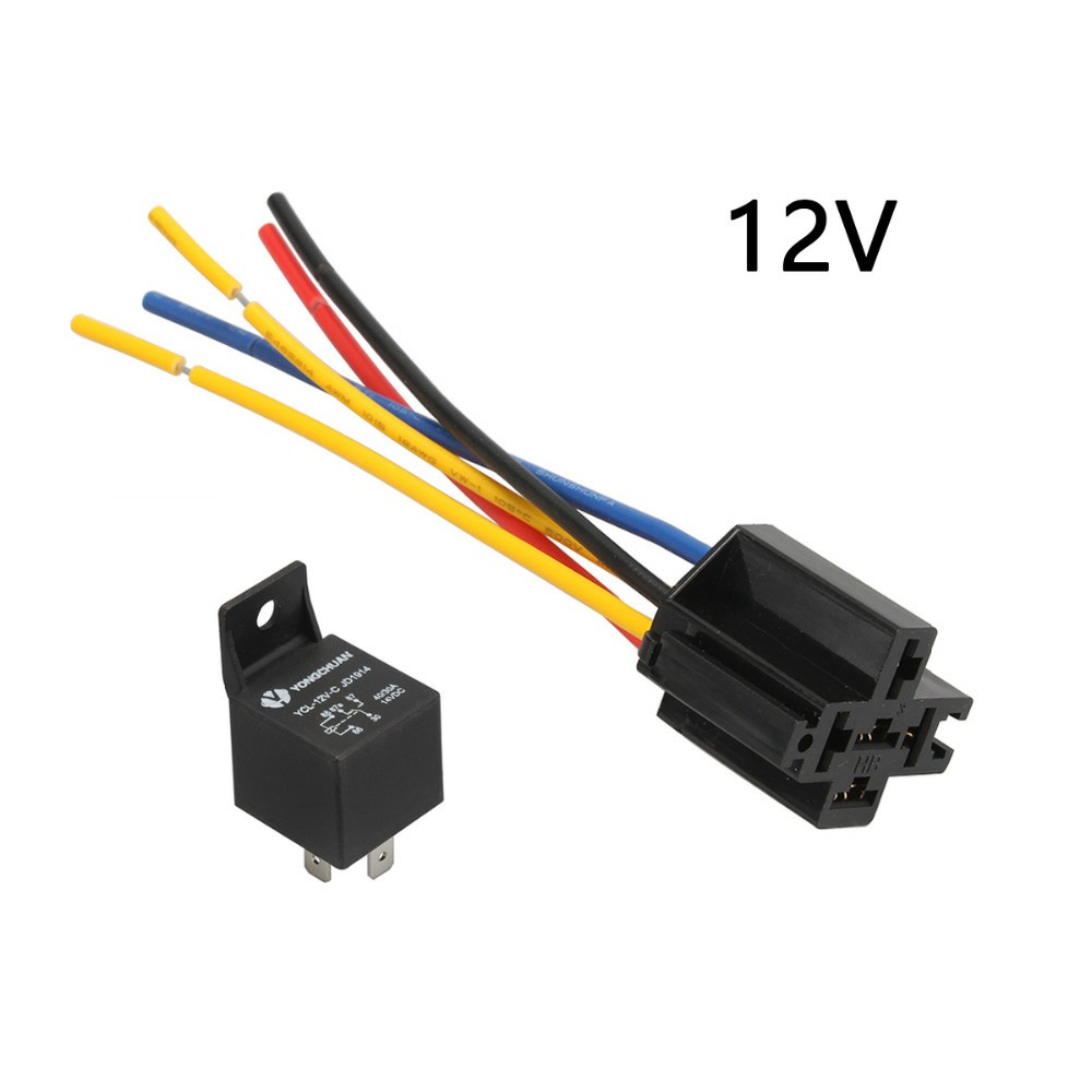 1PC Waterproof Automotive Relay 12V 40A 5Pin Car Relay 12v 4pin With Black Red Copper Terminal With Relay Socket Auto Relay