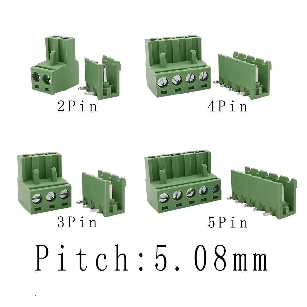 2EDG 5.08mm Right Angle PCB Screw Terminal Block Wire Connector Plug Pin Right Angle 5.08mm Pitch Header Socket 2P 3P 4P 5 Pin
