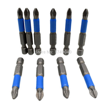 10pcs Impact Screwdriver Pozidriv PZ2 Bit 50mm Long Magnetic Tip 1/4