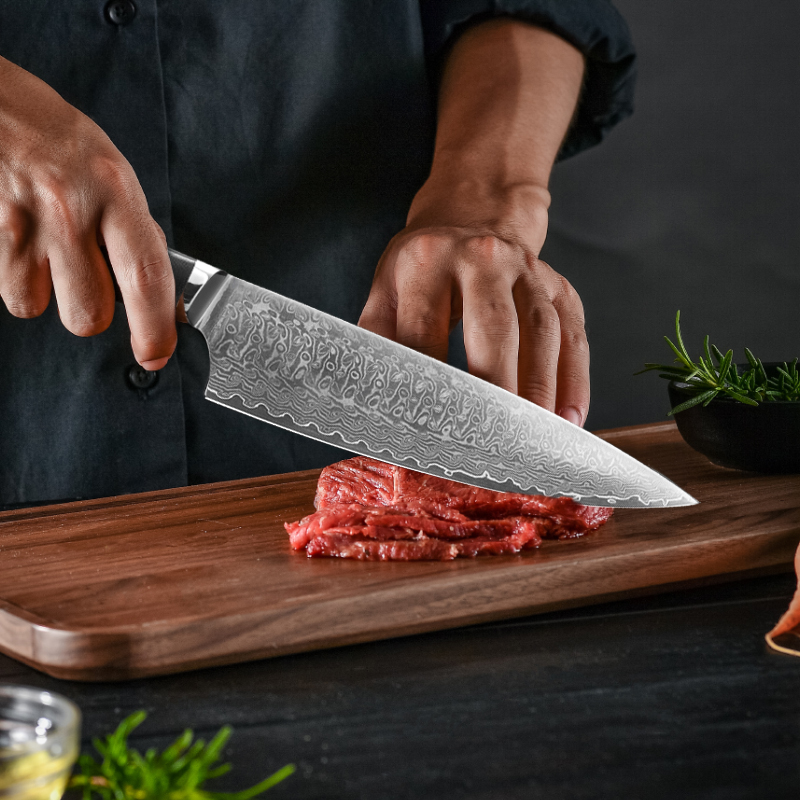 Shuangmali 8 Inch Cooking Kitchen Knife VG10 Core Damascus Steel Utility Chef Knives Sharp Slicing Meat Vegetable Cleaver Knife