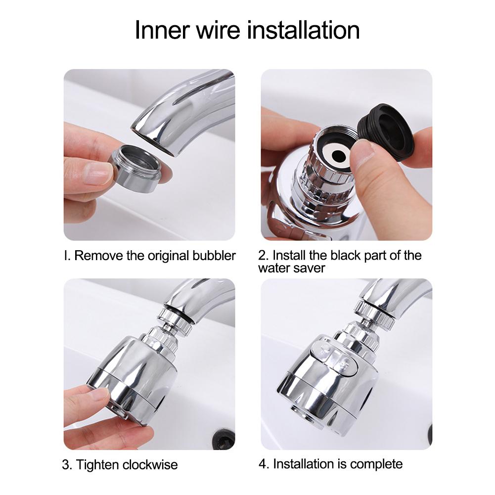 Innovative Kitchen Accessories Faucet Stainless Steel Splash-Proof Universal Tap Shower Water Rotatable Filter Sprayer Nozzle