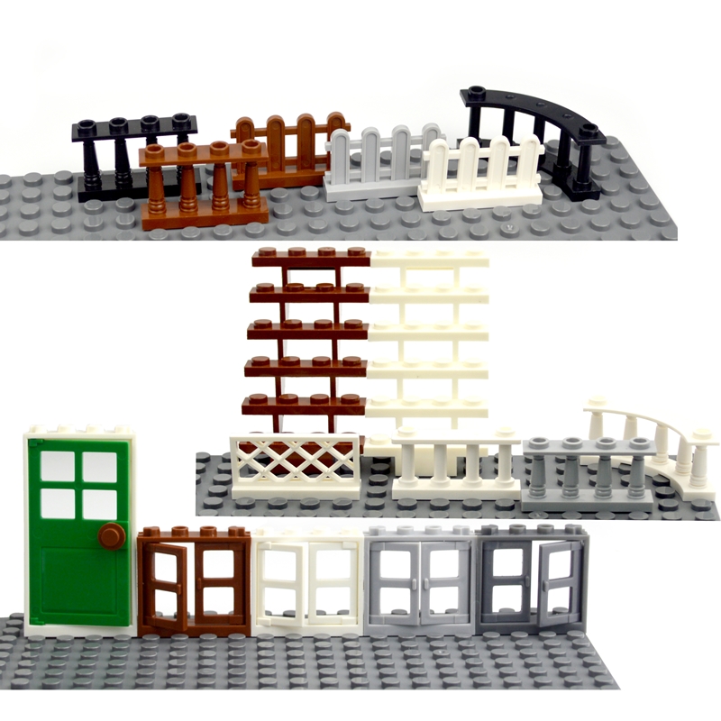 City door windows Accessories Building Blocks House Fence Stairs Ladder MOC Parts Bricks Toy for kid Compatible All Brands Hot