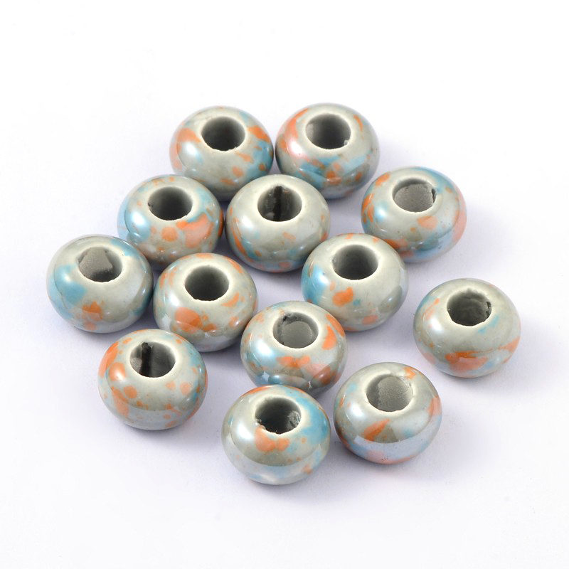 20pcs 15mm Handmade Porcelain Bead Ceramic Beads Pearlized Rondelle Spacer Bead for Jewelry Making Necklaces Bracelets Earrings