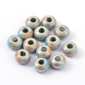 20pcs 15mm Handmade Porcelain Bead Ceramic Beads Pearlized Rondelle Spacer Bead for Jewelry Making Necklaces Bracelets Earrings