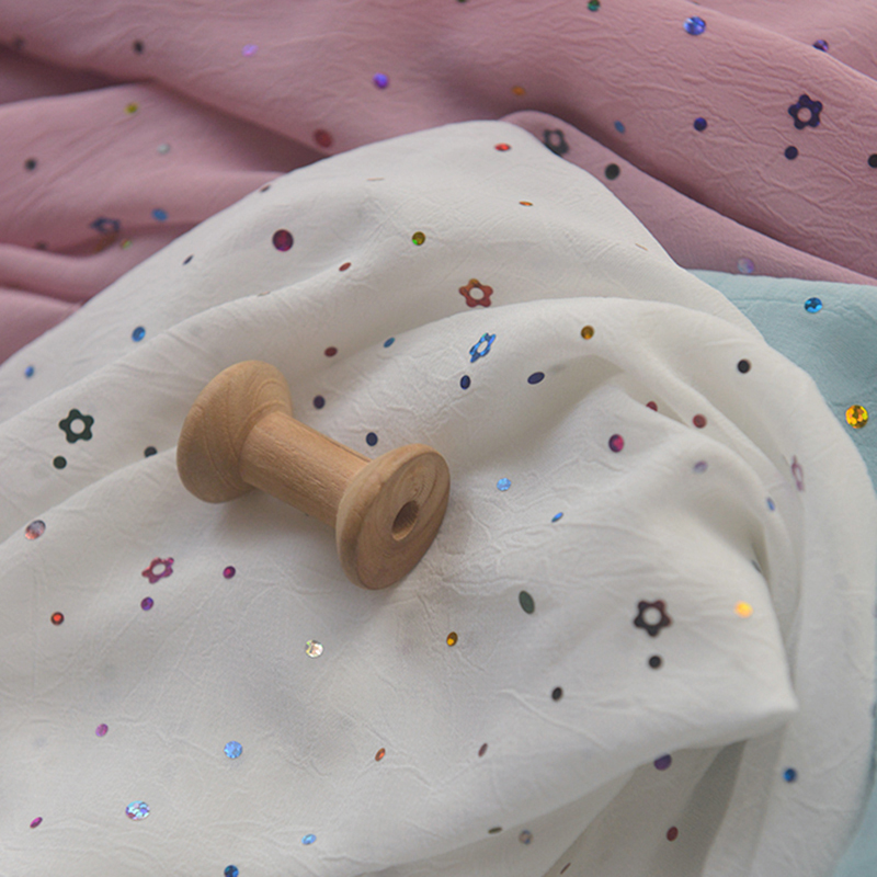 High quality chemical fiber fabric Gilded colorful flowers tissu Hand made DIY dress shirt material