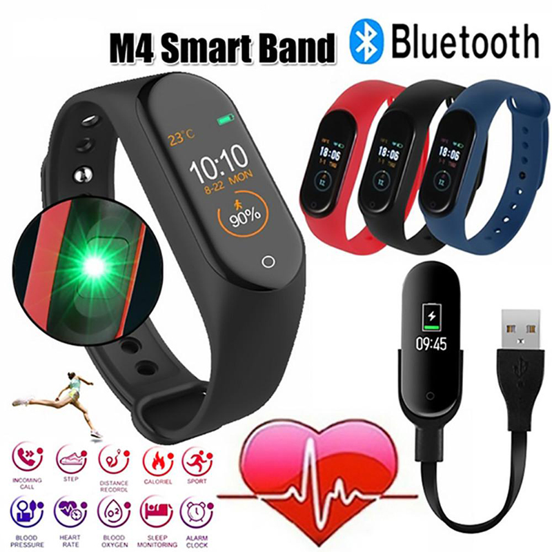 M4 Smart Bracelet Color IPS Screen Smart Band Sport Fitness Pedometer Blood Pressure Wristband Walk Step Counter Men Women Watch