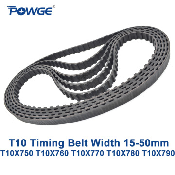 POWGE T10 Synchronous timing belt C=750/760/770/780/790 Width 15/20/25/30/40/50mm Rubber T10X750 T10X760 T10X770 T10X780 T10X790