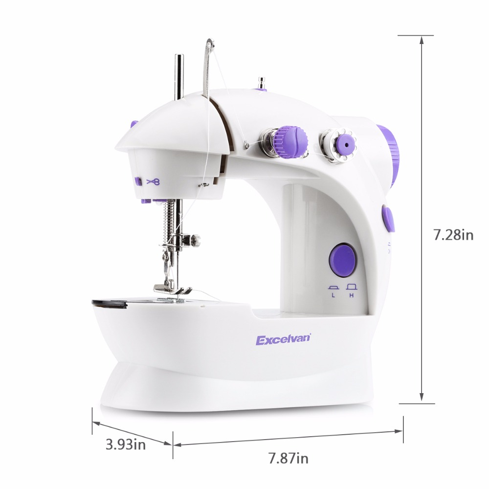 Mini Electric Handheld Sewing Machine Dual Speed Adjustment with Light Foot AC100-240V Double Threads Pendal Sewing Machine