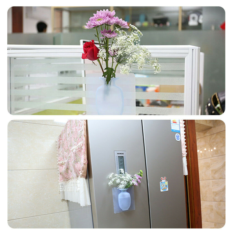 Silicone Sticky Vase Easy Removable Wall Hang Fridge Magic Flower Plant Vases Sticky Wall DIY Home Decoration Accessories